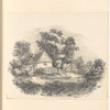 Mounted pencil landscape with cottage