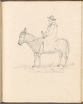 Pencil drawing of a man on a donkey