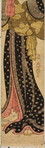 Woman in summer costume, with hat and fan