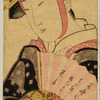 Woman in summer costume, with hat and fan