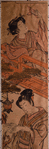 Yuranosuke reading the letter on the veranda of the Ichiriki joroya and the spy Kudayu reading it while hidden below
