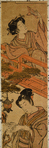 Yuranosuke reading the letter on the veranda of the Ichiriki joroya and the spy Kudayu reading it while hidden below