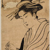An oiran standing and another seated, reading a letter