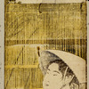 A woman on a balcony looking down at an itinerant vendo of tokuroten