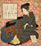 Woman with book and rat (Daikokuten?)