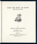 Negro Art, Music and Rhyme