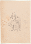 Drawing of Alice finds a bottle labelled  "Drink Me"