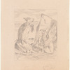 Drawing of the Mock Turtle and Gryphon sing to Alice