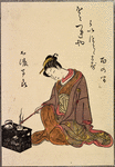 Seated lady with pipe and lacquer box