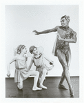 Arthur Mitchell as Puck with two students of the School of American Ballet in the New York City Ballet production of George Balanchine's A Midsummer Night's Dream