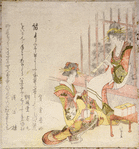 Two courtesans playing musical instruments  (Kokiu and shakuhachi)