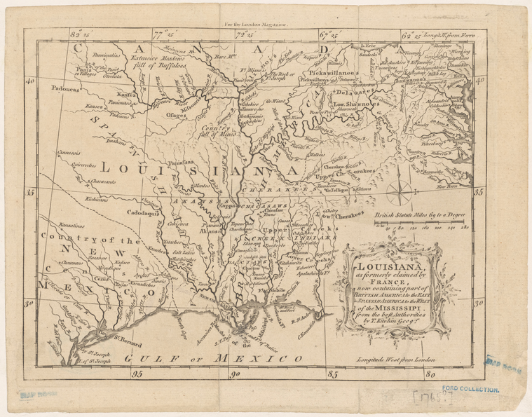 Louisiana, as formerly claimed by France : now containing part of British America to the east & Spanish America to the west of the Mississipi 1765