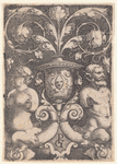 Upright ornamental fillet with satyr couple flanking a vase