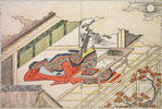 Court ladies in robes of state composing poetry