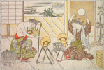 Courtesans amusing themselves with various pastimes