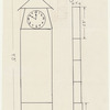 Act I: Rough sketch for grandfather clock with measurements, with notation "Rouben guess what"