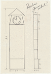 Act I: Rough sketch for grandfather clock with measurements, with notation "Rouben guess what"