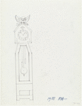 Act I: Front elevation of grandfather clock, signed in pen, "1988 RTA"
