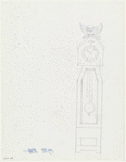 Act I: Front elevation of grandfather clock, signed in pen, "1988 RTA"