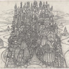 Act II: Candy kingdom backdrop sketch, titled "The Nutcracker, NYC Ballet, Nov. 27, 1964, Candy Kingdom, Act II, Drop"