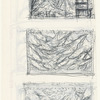 Act I: Concept sketches of Christmas tree, and snow scene