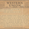 Telegram to Arturo Toscanini from David Rosenblum