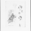 Cruikshank, George. [Portrait: Dickens, Charles]. 7 original pencil sketches on one sheet. (20 x 27 cm.)
