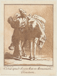 Man leaning against a laden horse