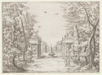 Hercules and Iole in a Garden.   A theatrical decoration
