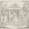 Classical Building and Figures.   A theatrical decoration