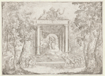 Classical Building and Figures.   A theatrical decoration