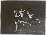 Tanaquil Le Clercq in first arabesque sur la pointe, Francisco Moncion, Jacques d'Amboise, Brooks Jackson and Nicholas Magallanes, all in arabesque in New York City Ballet's The Four Temperaments