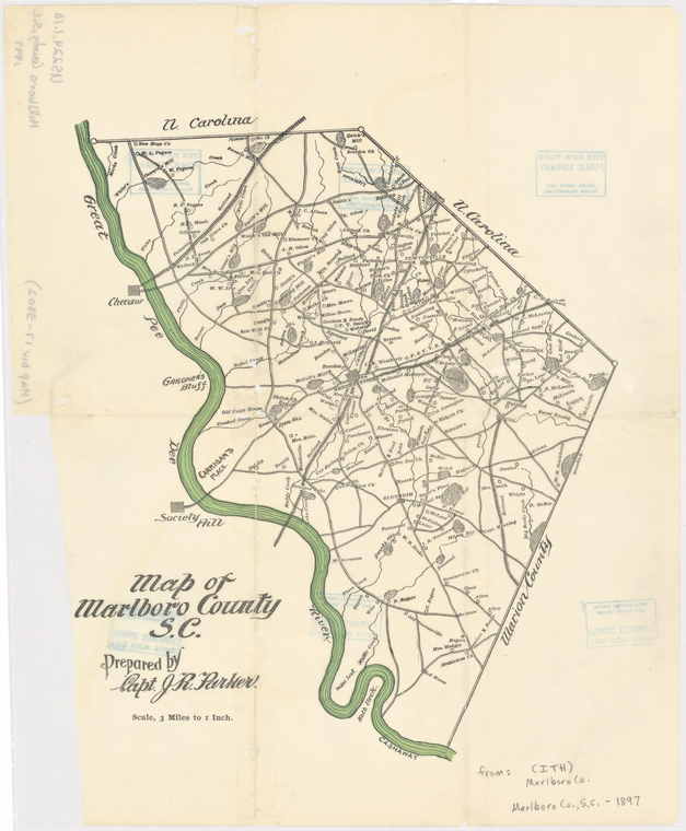 Map of Marlboro County, S.C. NYPL Digital Collections