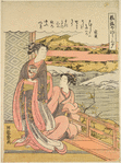 Two women viewing evening scenery for the veranda of a house