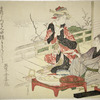 Seated man with dish; standing woman with pipe