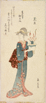 Woman holding flower arrangement