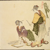 Girls putting up New Year decorations
