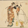 Woman selling head-dress (yeboshi) at New Year