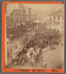 Market Street [large crowd of people gathered together], Steubenville, Ohio