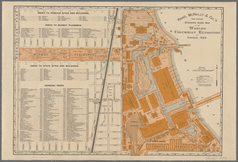 Rand, McNally & Co.'s new indexed standard guide map of the World's Columbian Exposition at Chicago (1893)