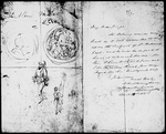 Cruikshank, George. Draft of an AL with pencil sketch at end, to Dickens