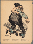 Dancing couple, with poem beginning "Um a Drei"; Jugend