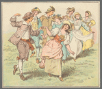 Four dancing couples in rustic costume