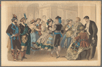 A fancy-dress ball with a couple in Slavic (?) costume at center