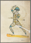 Robert Honner as Harlequin. On the verso is a female figure, possibly Columbine