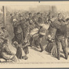 New York City; merrymaking of newly-arrived immigrants at Castle Garden; joining in a national dance