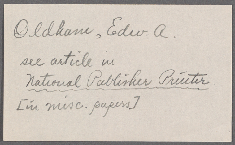 Oldham, Edward A - NYPL Digital Collections