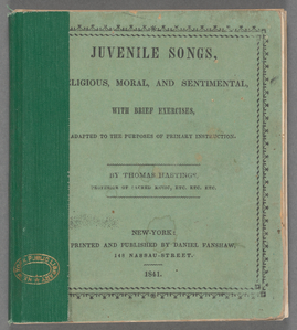 Juvenile songs, religious, moral, and sentimental: with brief exercises, adapted to the purposes of primary instruction 