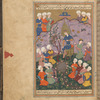 Yûsuf, who has become the governor of Egypt, sits on a small stool-throne