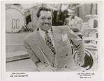 Candid portrait of singer and bandleader Cab Calloway with baton